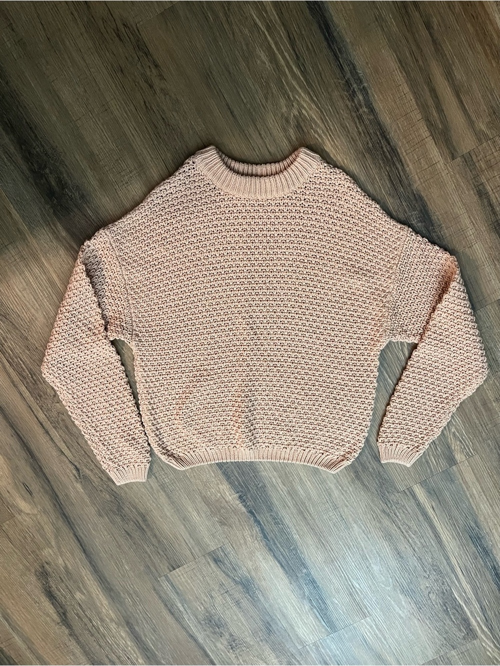 Universal Thread Peach Chunky Knit Sweater Women’s Sz M Crewneck Fisherman